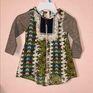 Floral Patterned Kids Shirt with Lace Detail